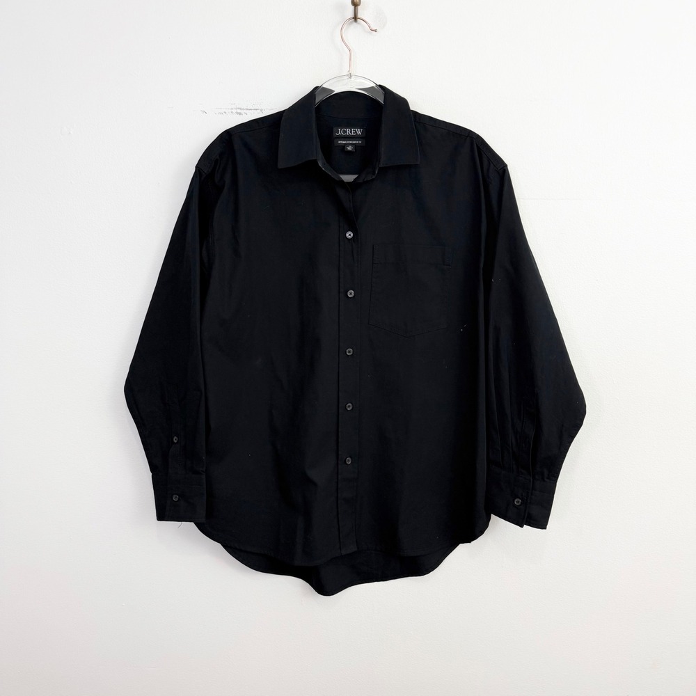 J.Crew Étienne Oversized Black Cotton Button Front Shirt XS - Picture 3 of 7